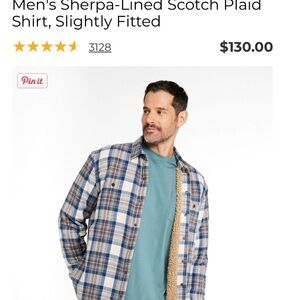 L.L. Bean Sherpa-Lined Shirt with Blue Plaid XXLT LIKE NEW! Shacket